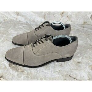 Calvin Klein Upton Men 9.0 M Suede Leather Oxfords Derby Gray Shoes‎